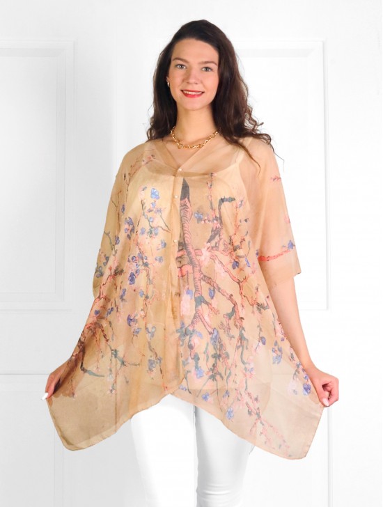Reversible Pearl Chiffon Top with Tree Branch Print